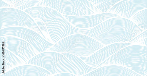 hand drawn abstract  pattern print, ocean waves, simple modern design wallpaper.