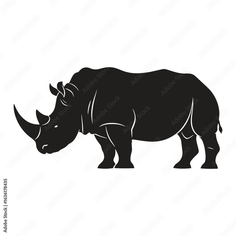 Naklejka premium Rhinoceros Silhouette Wild Animal Horn Jungle Icon Vector Design