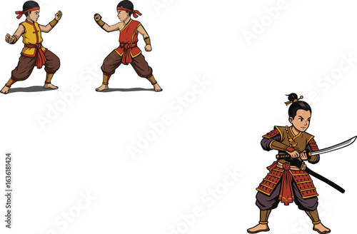 Martial Arts Duel – Cartoon Fighters in Combat Stance