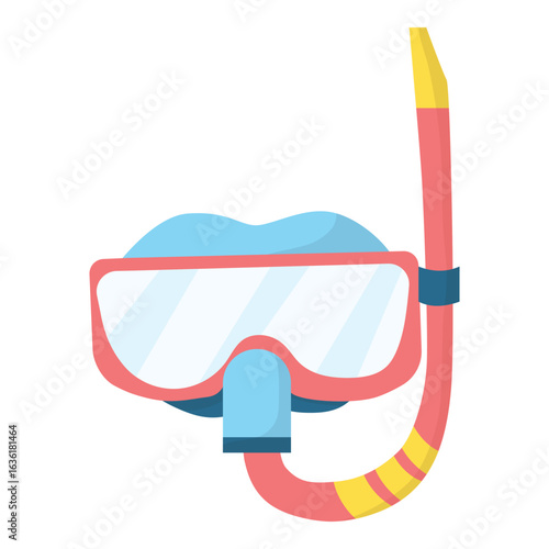 Cute cartoon icon of snorkel used for underwater diving.