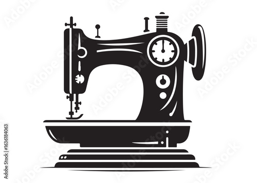 sewing machine logo silhouette vector, sewing machine silhouette vector illustration, vintage sewing machine silhouettes design, tailor sewing machine logo vector silhouette on white background