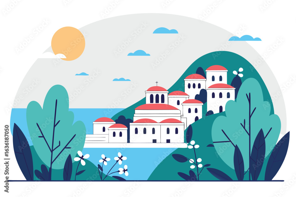 Naklejka premium landscape with houses