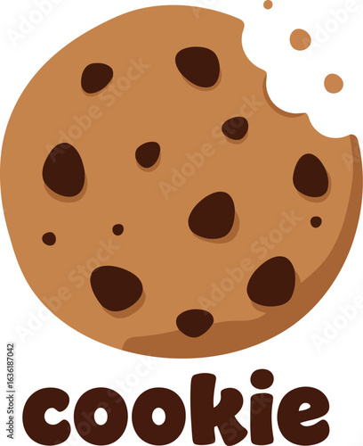 Bitten chocolate chip cookie icon