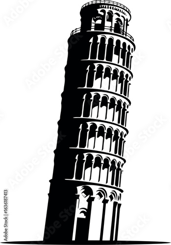 Leaning tower of pisa silhouette iconic italian landmark