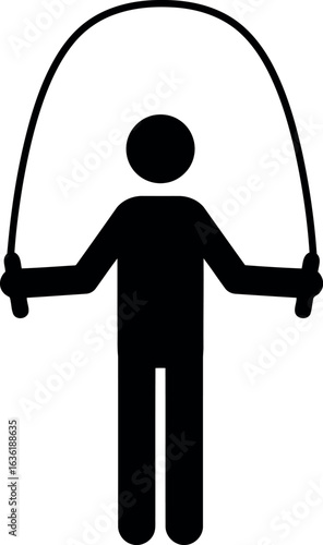 Silhouette jumping rope fitness icon