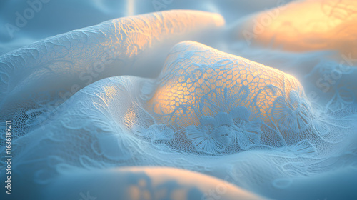 Close-up of hands on a textured blue fabric