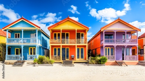 Vibrant Beachfront Houses Colorful Cottages Summer Vacation Homes