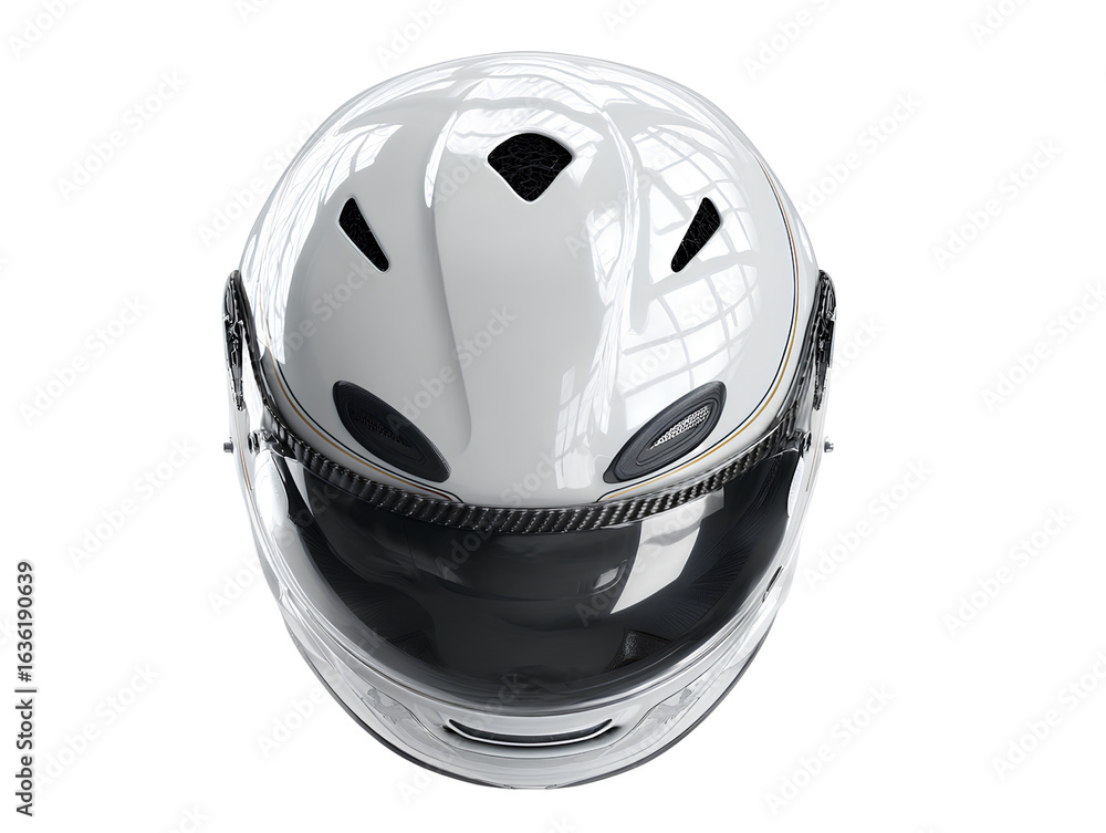 Fototapeta premium Side View of Open-Face White Motorcycle Helmet with Retro Goggles, Vintage Style, Isolated on Transparent Background