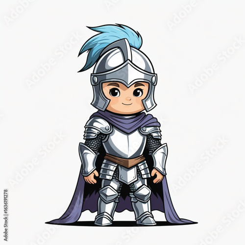 cute little knight cartoon vector illustration
