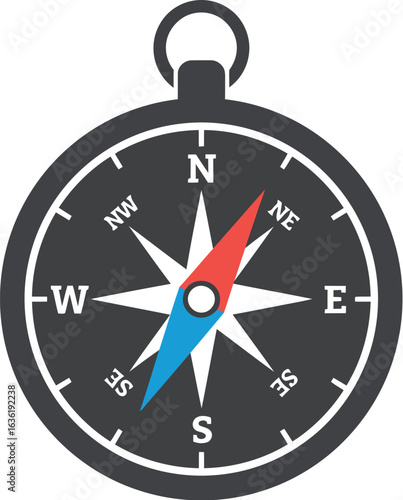 Classic Compass Illustration: Navigation and Direction in a Simple Design