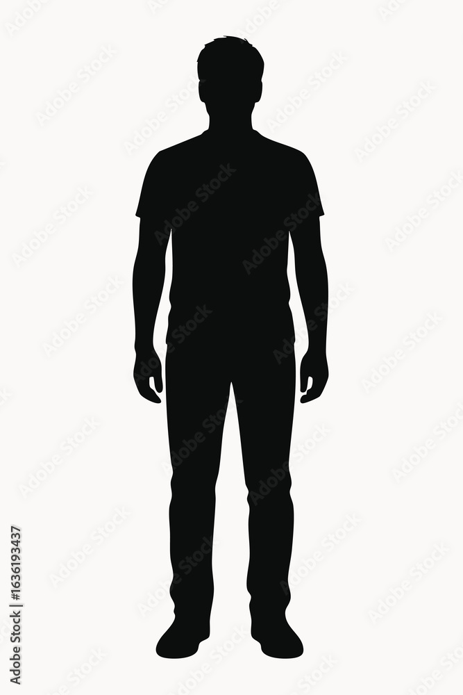 Fototapeta premium Full Body Silhouette of a Man in Casual Clothing