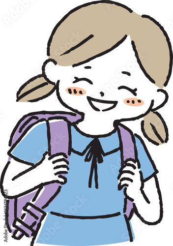 ランドセルを背負う笑顔の女の子