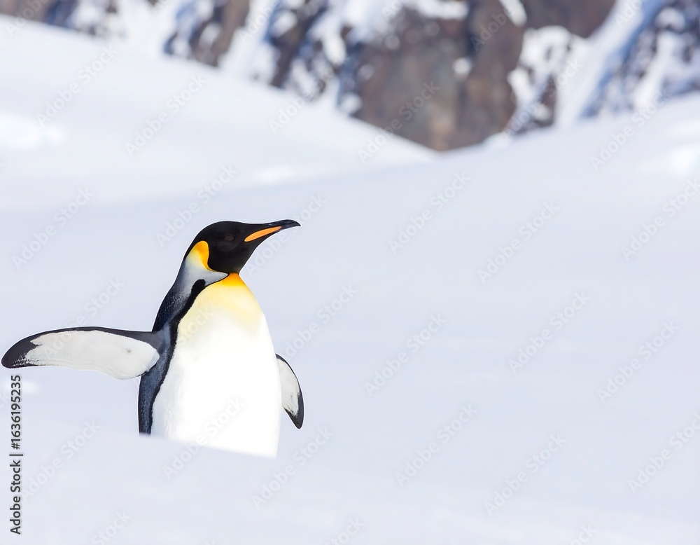 Fototapeta premium Emperor penguin on a snowy landscape