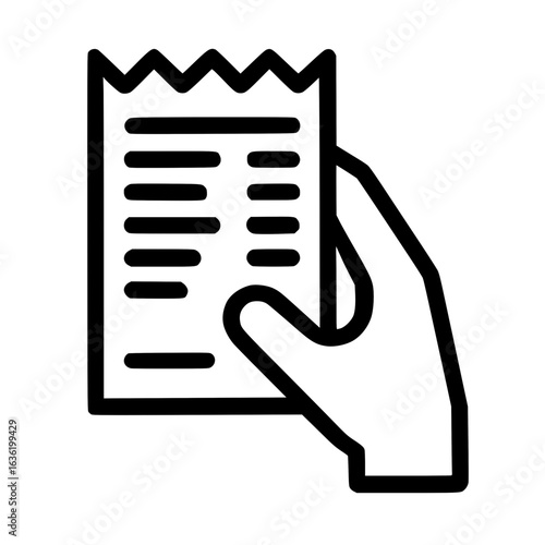 Hand Holding Receipt Icon – Minimalist Payment & Review Symbol