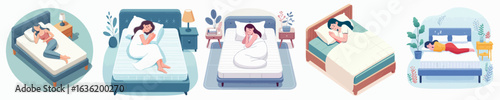 vector of a woman sleeping in the bedroom