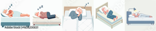 vector of a grandfather sleeping in the bedroom