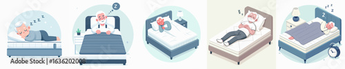 vector of a grandfather sleeping in the bedroom