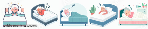 vector of a grandmother sleeping in the bedroom