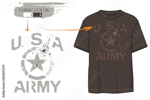 USA Army print T shirt graphics, Retro urban style grunge  drawing, Army est. 1775 T-Shirt, Military Green t shirt prints, tees usa army.eps8