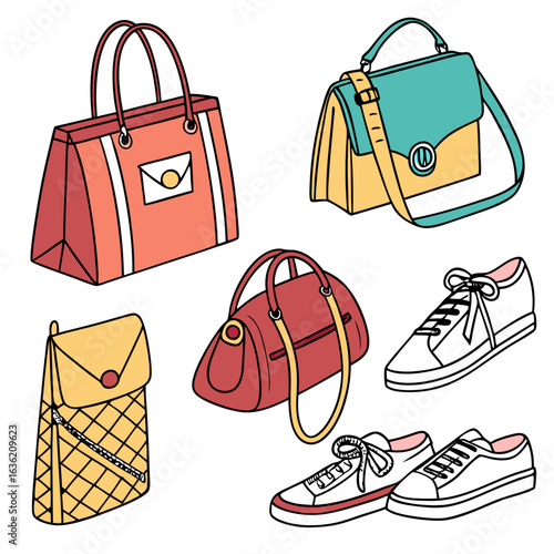 set of bags and accessories