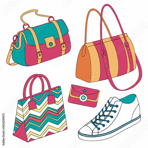 set of colorful bags