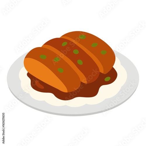 sliced roast beef with gravy on plate