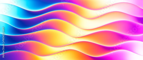 Colorful wave pattern with gradients of pink blue and yellow. Vibrant neon wave pattern with smooth flowing curves. Dynamic colorful futuristic neon gradient full of depth energy and modern aesthetics