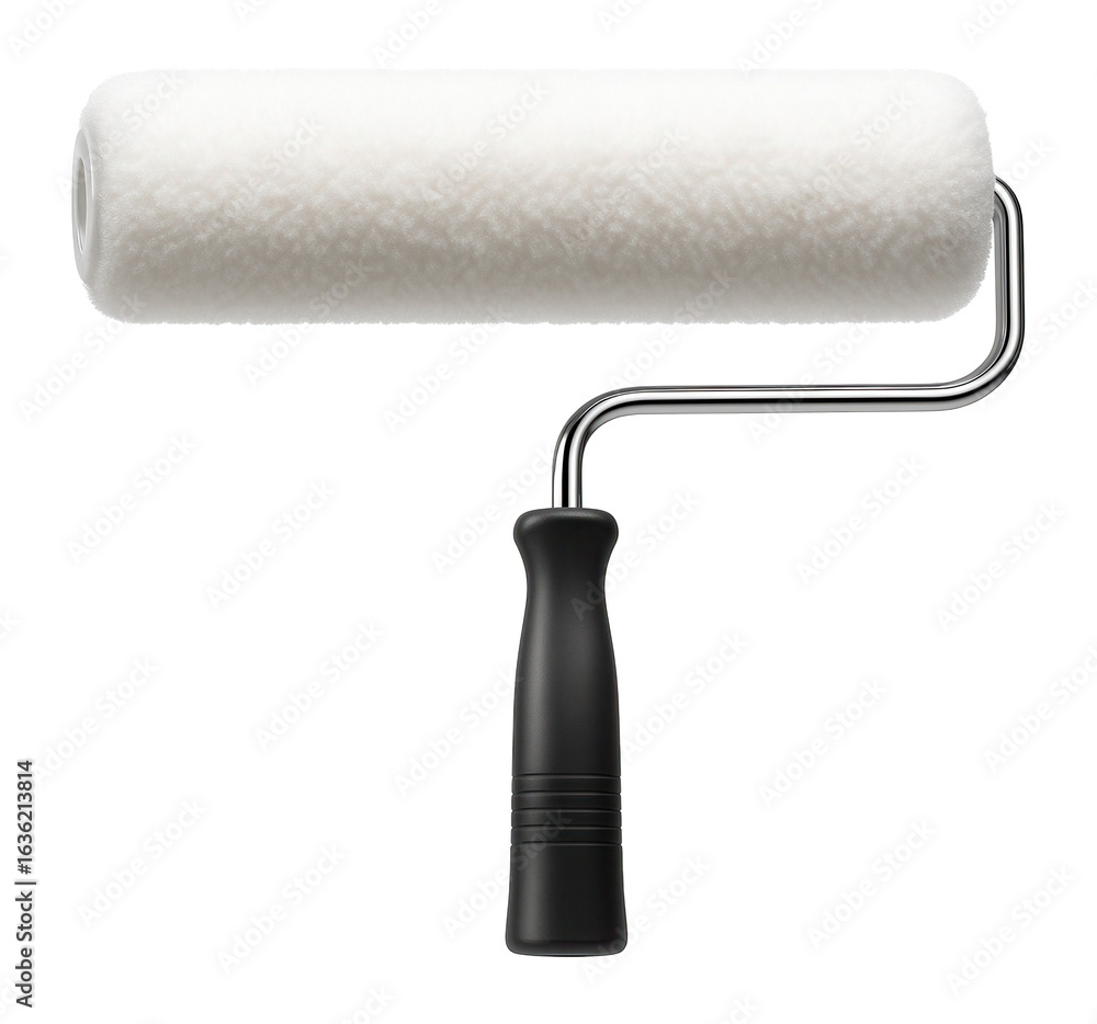 Obraz premium Plastic-core paint roller with a 9-inch width for use with water-based paints in residential settings.