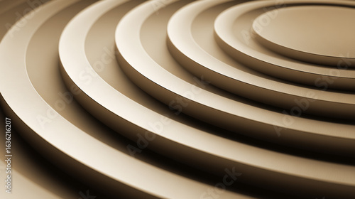 Concentric ripple rings expanding outward in smooth, abstract pattern, featuring soft beige tones and gentle lighting, creating calm and modern visual effect