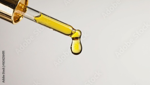 Wallpaper Mural Close up of a drop of golden oil from a pipette on a light background. Suitable for advertising cosmetics, skin care, spa and beauty. Torontodigital.ca