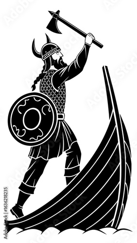 Fierce Viking Warrior Portrait with Beard