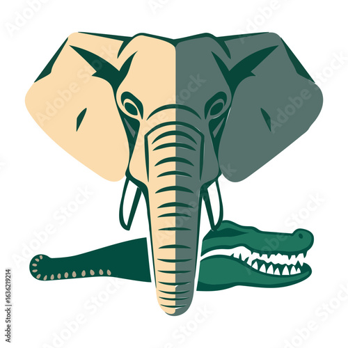 Elephant and Crocodile Fusion Head