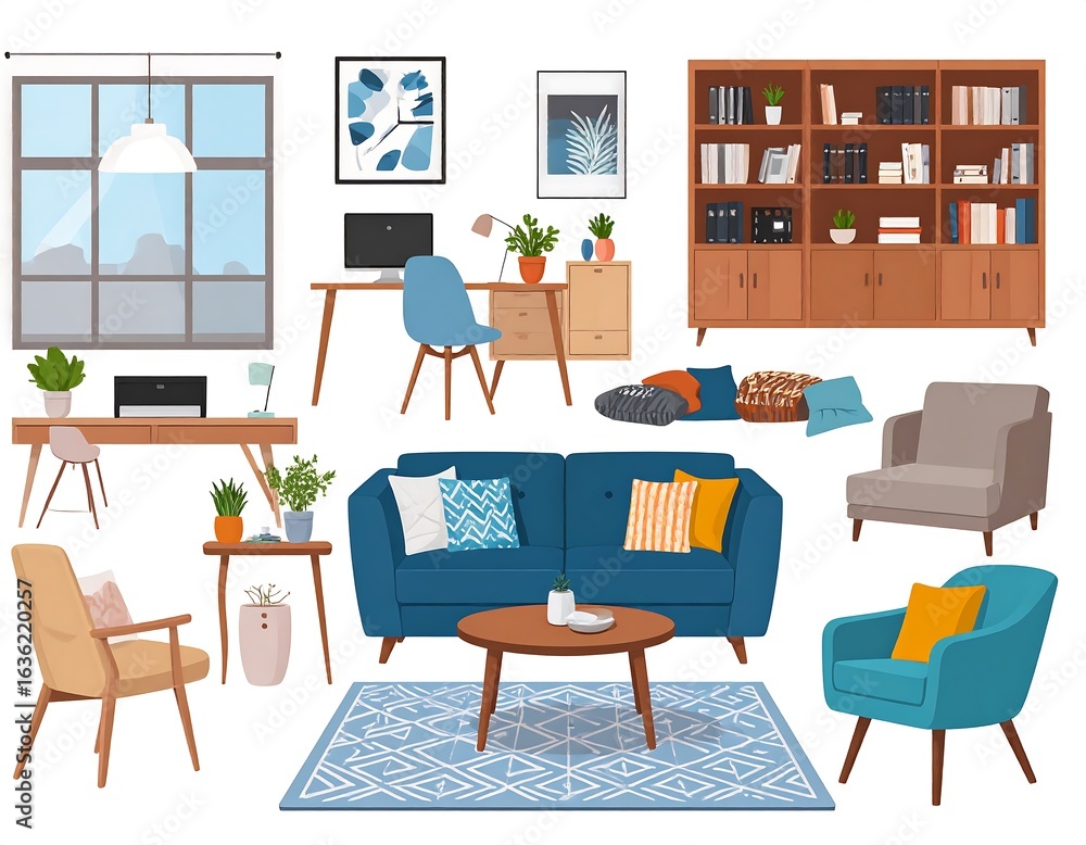 Fototapeta premium Home office and living room furniture collection