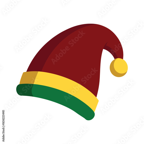 Santa hat with black outline on white background