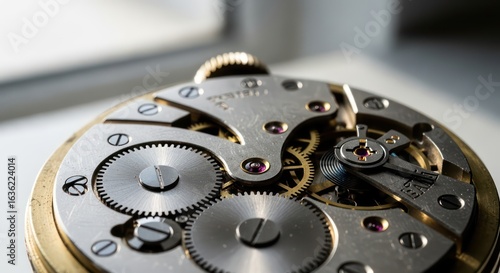 Wallpaper Mural Vintage Horology: Intricate Gears and Ruby Jewels of a Mechanical Watch Torontodigital.ca