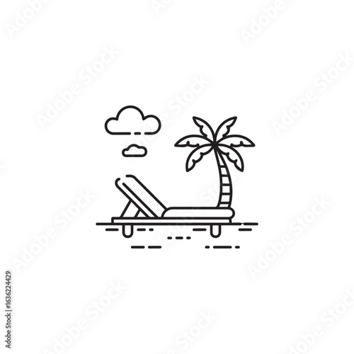 Beach icon. Summer. Resort. Holiday. Sun Lounger. Vector icon isolated on white background.