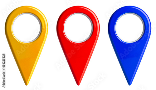 Free Download group of pin map in three colors isolated on white background - GFXLoad