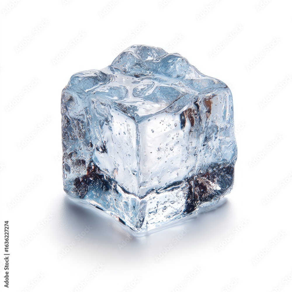 Obraz premium Single ice cube on white background (2)