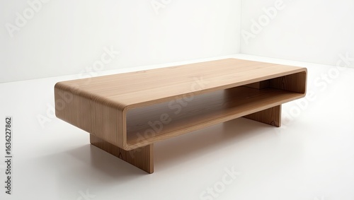Light beige wooden coffee table with a simple design.