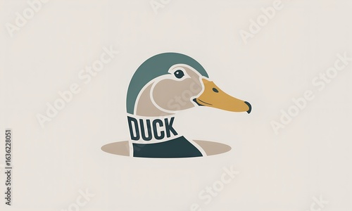 Modern Mallard Duck Head Logo with Integrated 'DUCK' Typography on its Neck