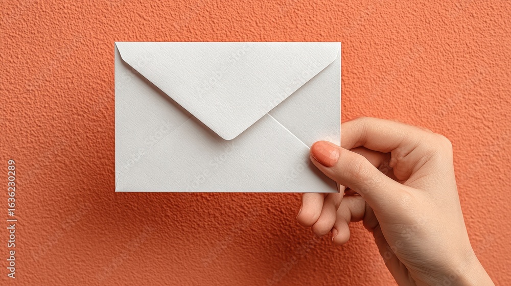 Fototapeta premium Mail delivery action home environment envelope content hand viewpoint communication concept