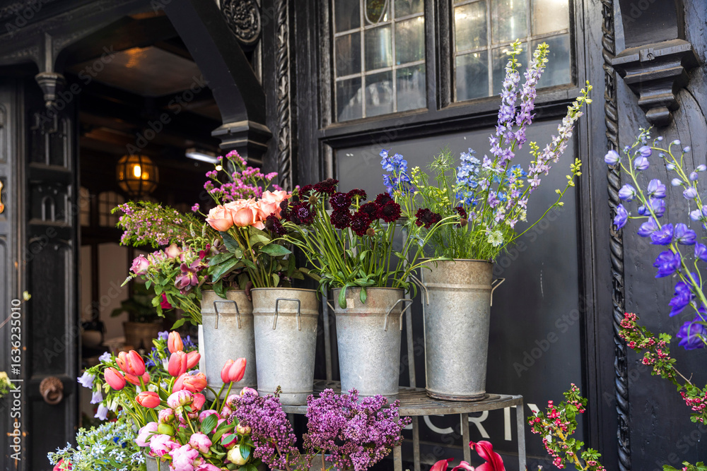 Fototapeta premium Abundant Floral Display At A flower Shop Entrance.