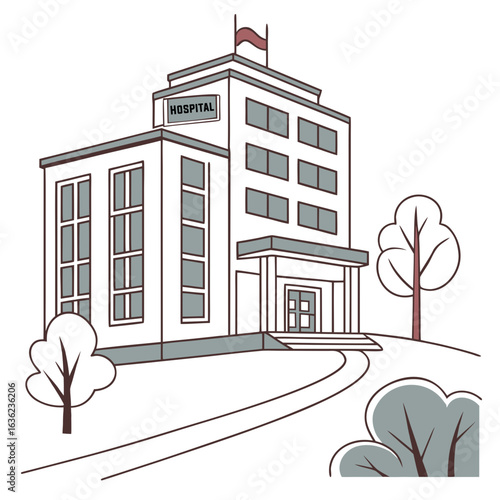 Hospital building vector illustration on a white background.
