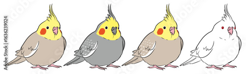 ふっくらオカメインコイラストセット02
