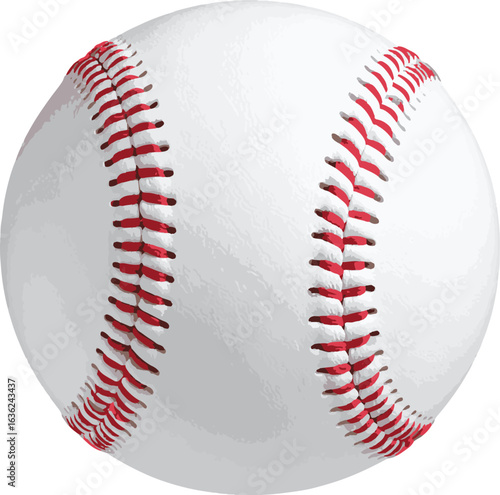 Realistic White Baseball with Red Seam Stitches – Front View