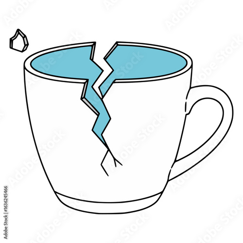 broken mug home appliance flat color vector illustration template design