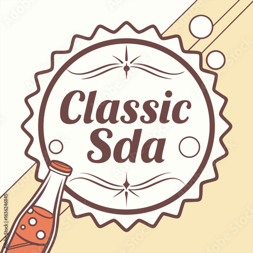 Vintage Style Classic Soda Advertisement Featuring a Brown and Cream Color Scheme