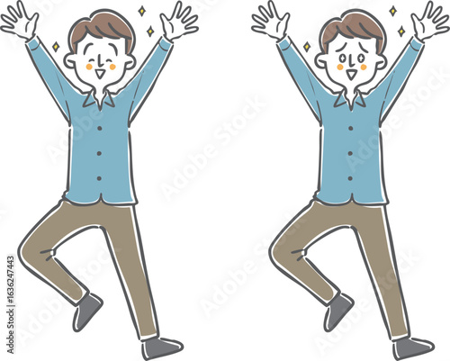 喜んでいる男性　全身　ベクター
