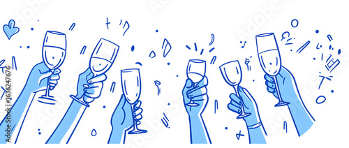 Group celebration illustration with drinks