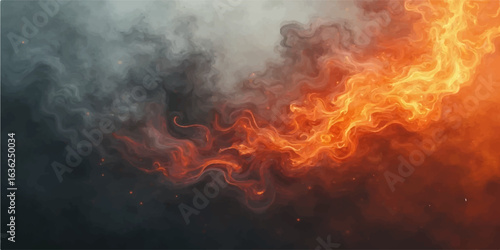 Blazing inferno of orange and red flames burning bright against the dark night sky